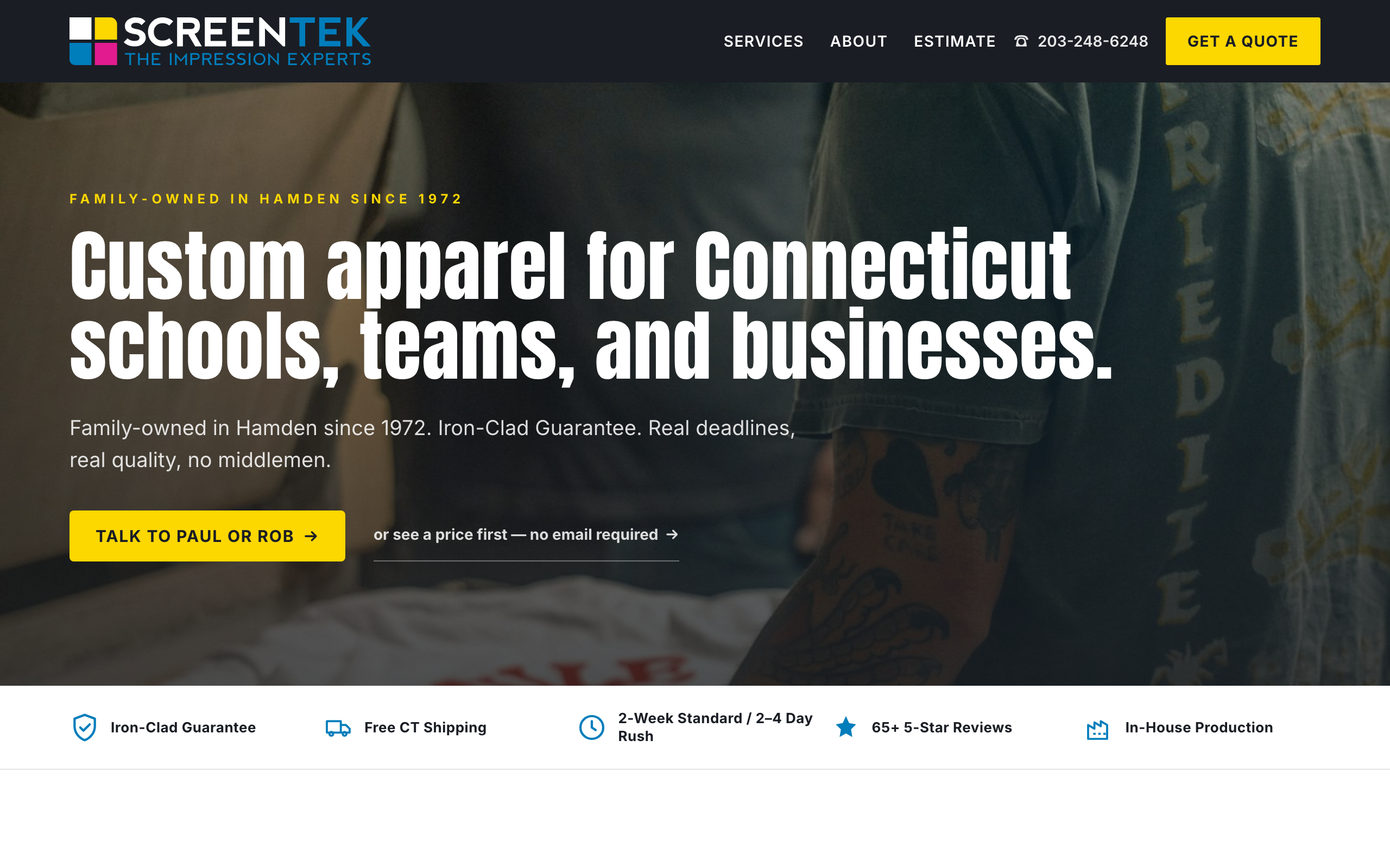 ScreenTek redesigned homepage